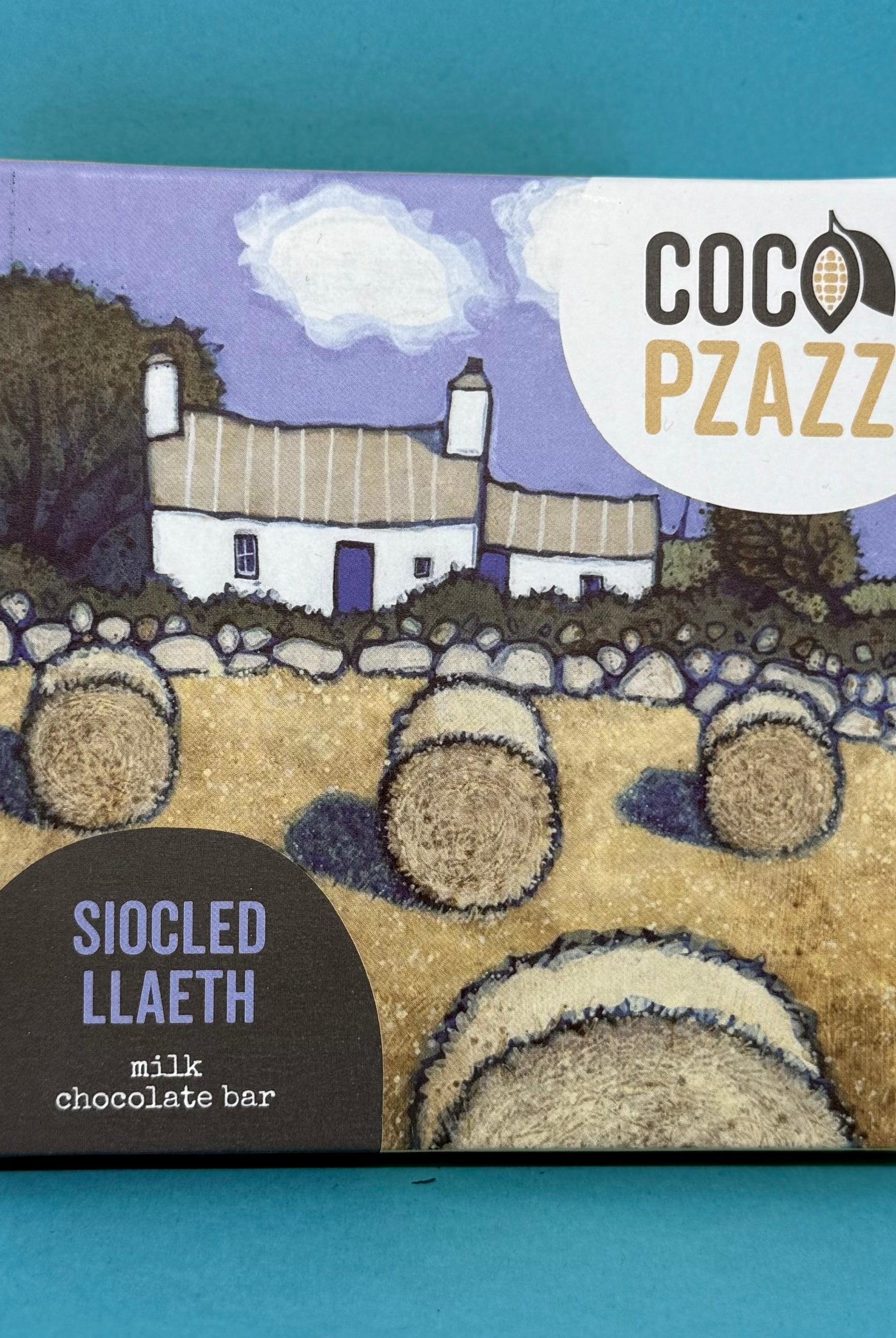 Bluebells & Thyme Welsh artisan milk chocolate bar by Coco Pzazz.